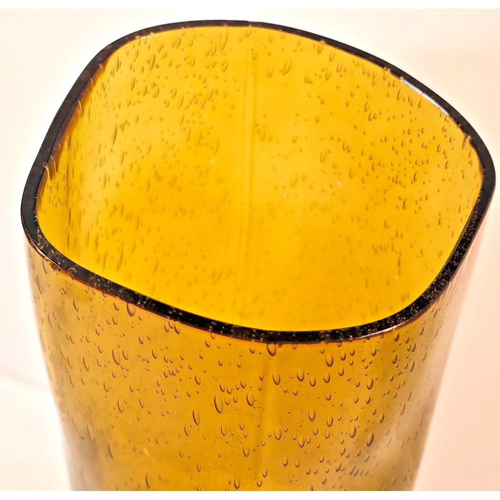 Vintage Amber Bubble Glass Candle Hurricane Taper Holder Tall Mid Century Decor - Picture 7 of 9